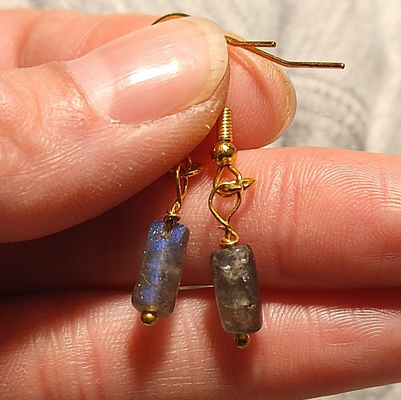 Handmade Jewelry - Hand Crafted • Genuine Labradorite Drop Earrings.